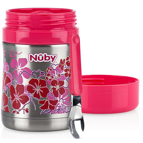 Nuby First Solids Insulated Stainless Steel Food Jar with Folding Spoon